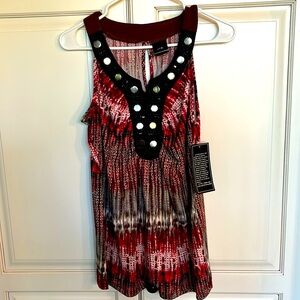 JTB beautiful sleeveless top with beading on the collar. Large